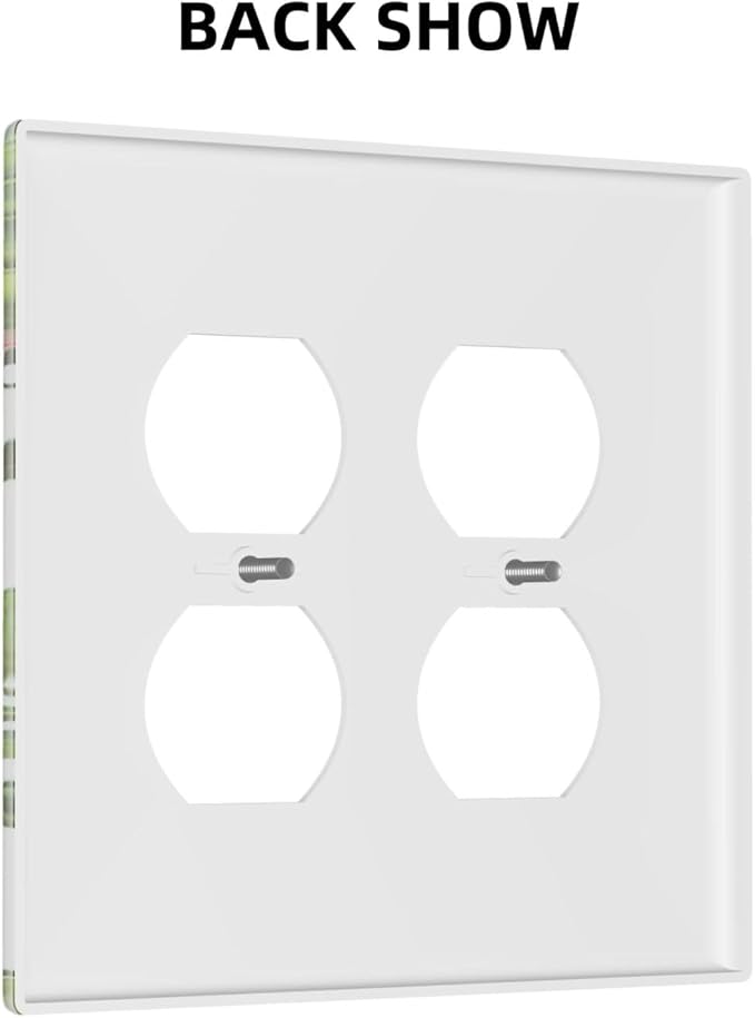 Tropical Plant Green Palm Outlet Covers 2-Gang Duplex Light Switch Cover Decorative Gfci Wall Plate Covers Electrical Receptacle Switch Plate Cover Plug Faceplate for Bathroom Decor