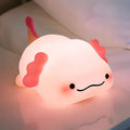 Axolotl Night Light for Kids, Squishy Silicone 3-Level Dimmable Touch Control Cute Nightlight with Timer, Portable USB Rechargeable Nursery Pink Night Lamp Gifts for Baby, Toddler Room Decor