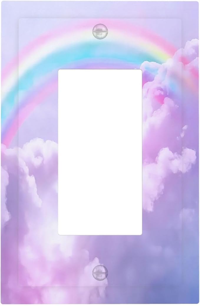 Outlet Covers Rainbow Sky with Clouds 1 Gang Duplex Light Switch Cover Plate Decorative Wall Plates Electrical Switchplate Receptacle for Bathroom Home Decor（2 Pack）