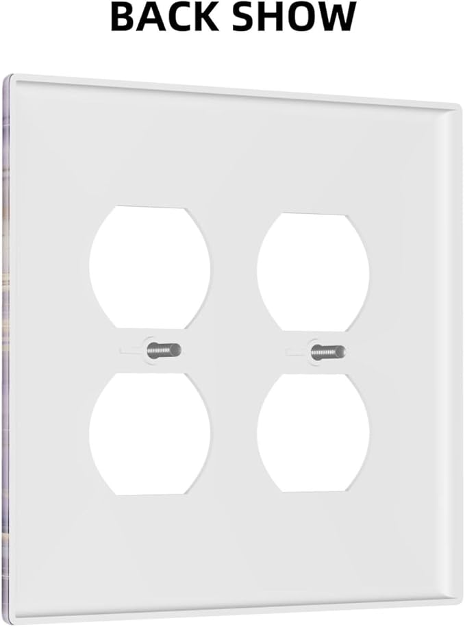 Abstract Purple Gold Marble Texure Luxurious Outlet Covers 2 Gang Double Duplex Decorative Light Switch Covers Electrical Wallplates Socket Faceplate for Bathroom Living Room Decor