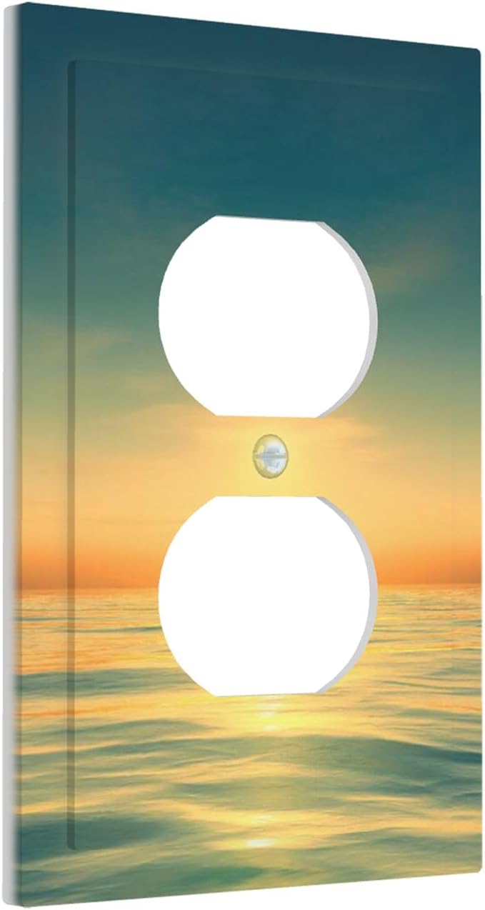 Serene Coastal Sunset Duplex Wall Plate - 1-Gang Standard US Size Minimalist Ocean Landscape Design Outlet Covers for Bathroom Decor