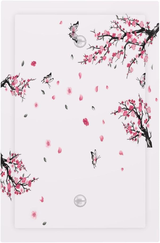 Pink Watercolor Cherry Blossom Flowe Tree Branch Floral Light Switch Cover Plate 1 Gang No Device Blank Electrical Wall Plates Faceplate Decorative Switch Plate Covers for Bedroom Living Room Decor