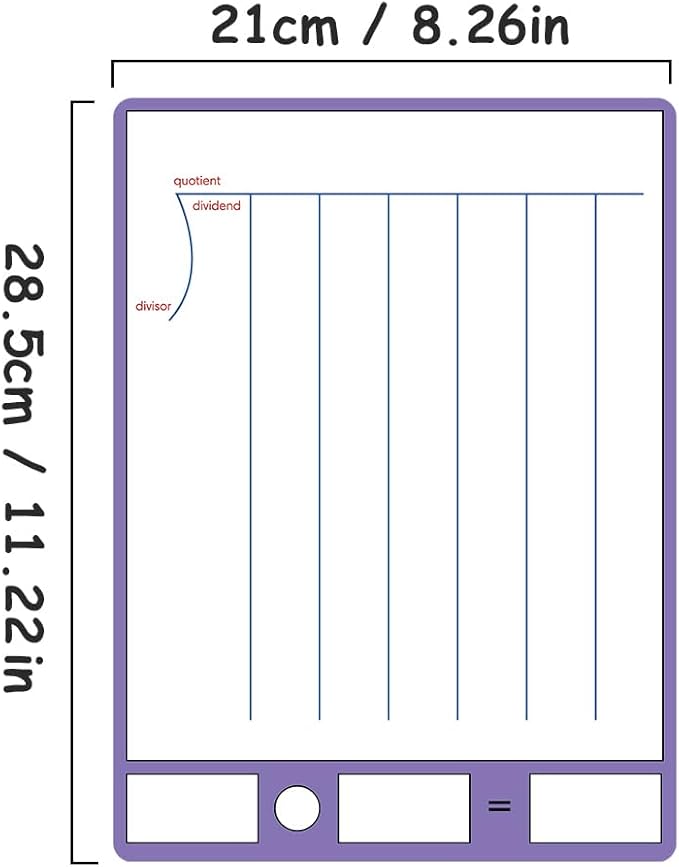 Lachilly Double Sided Dry Erase Handwriting Practice Board Multiplication and Division Board, 2-Digit Multiplication, Long Division, Home School Classroom Students Math Manipulatives Teaching Aids