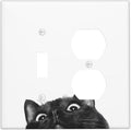 Peeping Black Cat Cute Animals Wallplates 1 Toggle 1 Duplex Switch Plate Electrical GFCI Faceplate Decorative Light Switch Covers for Kids Room Home Decor