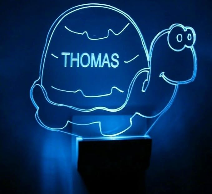 MIRROR MANIA Night Light Multi Color Personalized LED Plug-in, Ultra-Slim Touch Night Light Smart Dusk to Dawn Sensor, Kids Children's Bedroom Kitchen Bathroom Hallway Play Room Variations (Turtle)