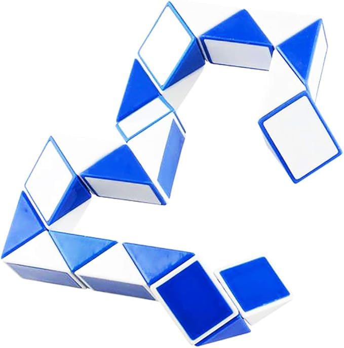 The Dreidel Company 3-Pack Snake Cube Three Assorted Colors Twist Puzzle Magic Snake Sensory Fidget Toys Collection Brain Teaser Party Favors Game for Kids Adults Teens, 3.25" x 2.25" (3-Pack)