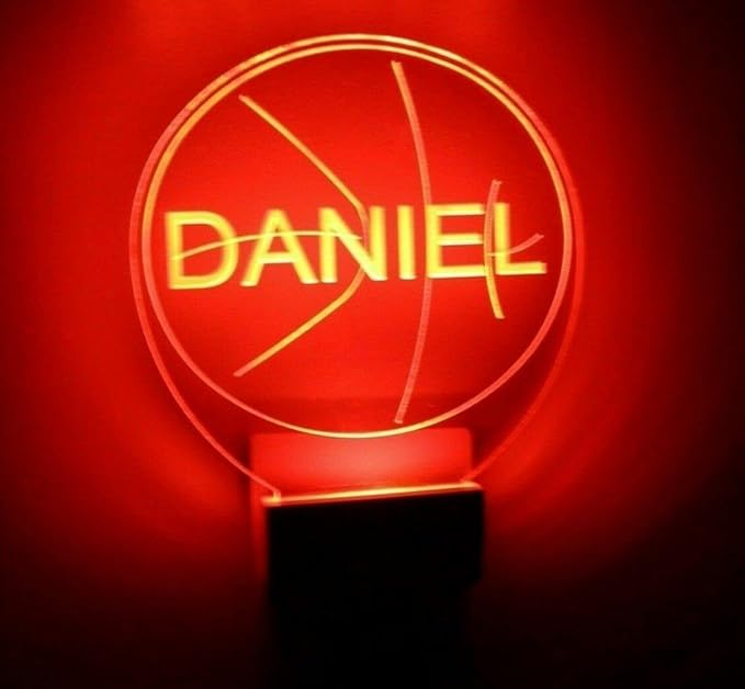 Night Light Multi Color Personalized LED Plug-in, Ultra-Slim Touch Night Light Smart Dusk to Dawn Sensor, Kids Children's Bedroom Kitchen Bathroom Hallway Play Room Variations (Basketball)