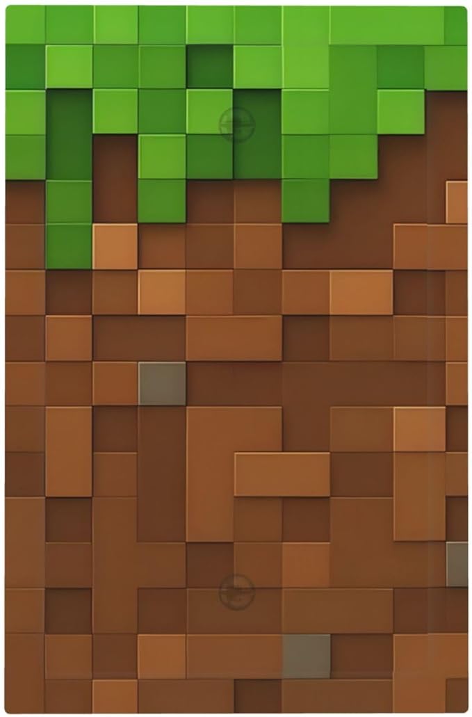 Pixel Style Gamer Themed Grass Block Light Switch Cover Plate 1 Gang No Device Blank Electrical Wall Plates Faceplate Decorative Switch Plate Covers for Kids Room Office Home Decor
