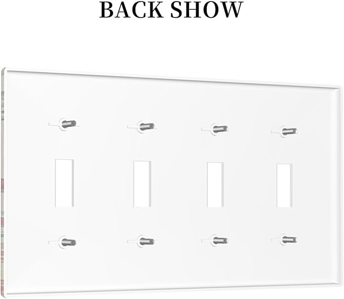 Light Switch Covers Boho Mushrooms Frogs Butterflies Flowers Moon Stars Quad Toggle 4 Gang Wall Plate Electrical Faceplate Decorative Switch Plates for Kids room Bedroom Decor