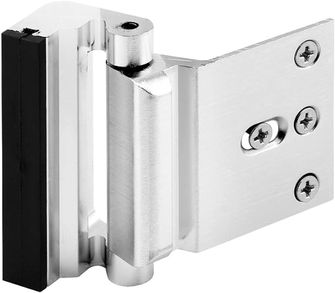 Prime-Line U 11325 Door Reinforcement Lock – Add Extra, High Security to your Home and Prevent Unauthorized Entry – 3” Stop, Aluminum Construction, Brushed Chrome (Single Pack)