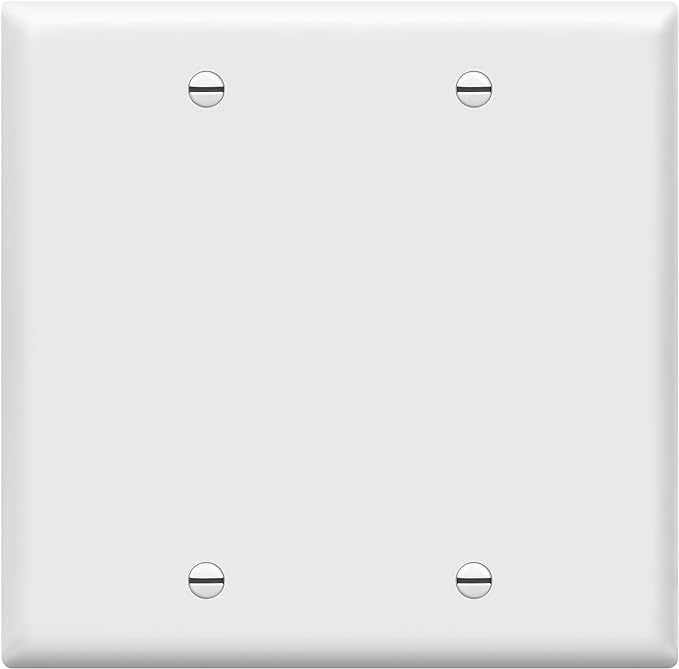 ENERLITES Double Blank Device Wall Plate, Gloss Finish, Standard Size 2-Gang 4.50" x 4.57", Polycarbonate Thermoplastic, 8802-W, White