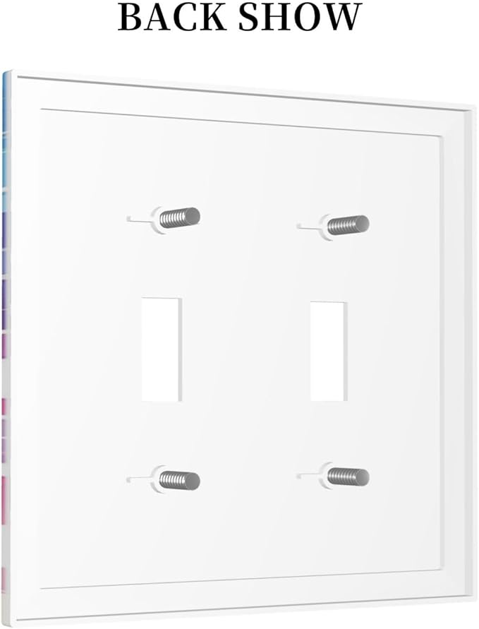 Light Switch Cover Plate Rainbowcolored Rays With White Stars 2 Gang Double Toggle Decorative Switch Plates Wall Plates Electrical Faceplate for Nursery Home Decor