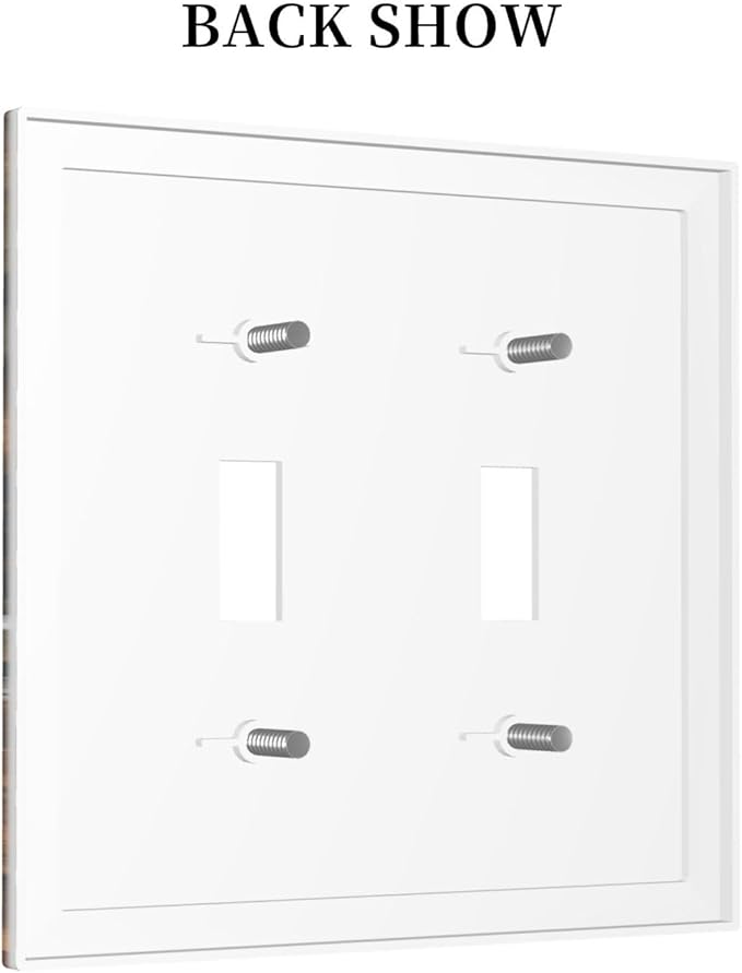 Light Switch Cover Plate Vintage Wooden Daisies Butterflies Floral 2 Gang Double Toggle Decorative Switch Plates Wall Plates Electrical Faceplate for Bathroom Farmhouse Decor