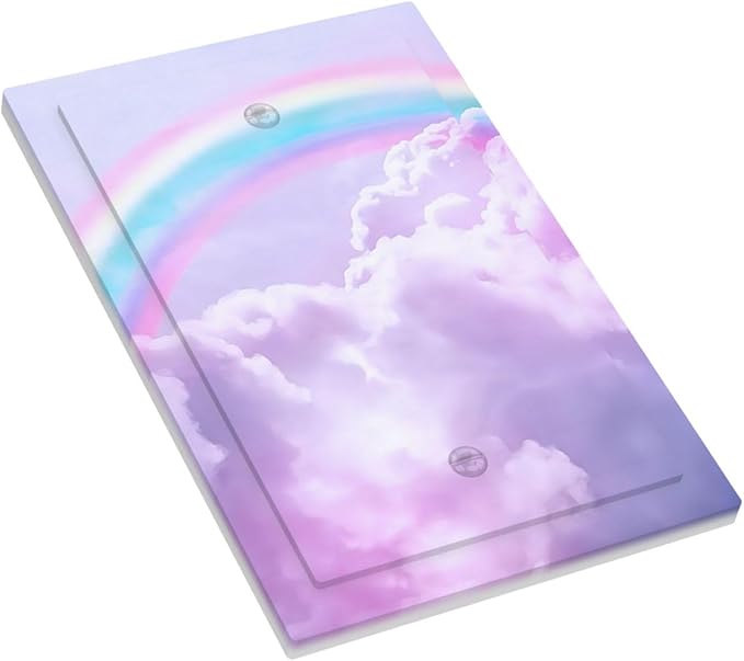Rainbow in the Clouds Single Blank Wall Plates Decorative Pink No Device Faceplate Purple Cloud Light Switch Cover Art Panel Cute Dimmer for Bedroom Kidroom Nursery Decor