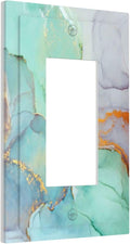 Blue Green Jade Texture Purple and Gold Stripes Colourful Marble Light Switch Cover Plate 1 Gang Wall Plate Single Rocker Plate Covers Teal Bathroom Bedroom Lightswitch Faceplate Green Decorative