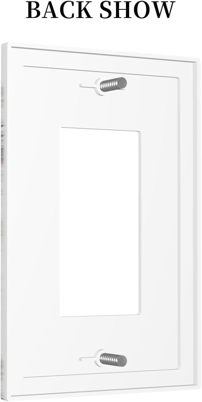 White And Gray Marble Patterns Texture Abstract Print Decorative Outlet Covers 1 Gang Single Rocker Light Switch Cover Plate Wall Plates GFCI Faceplate for Bathroom Kitchen Decor