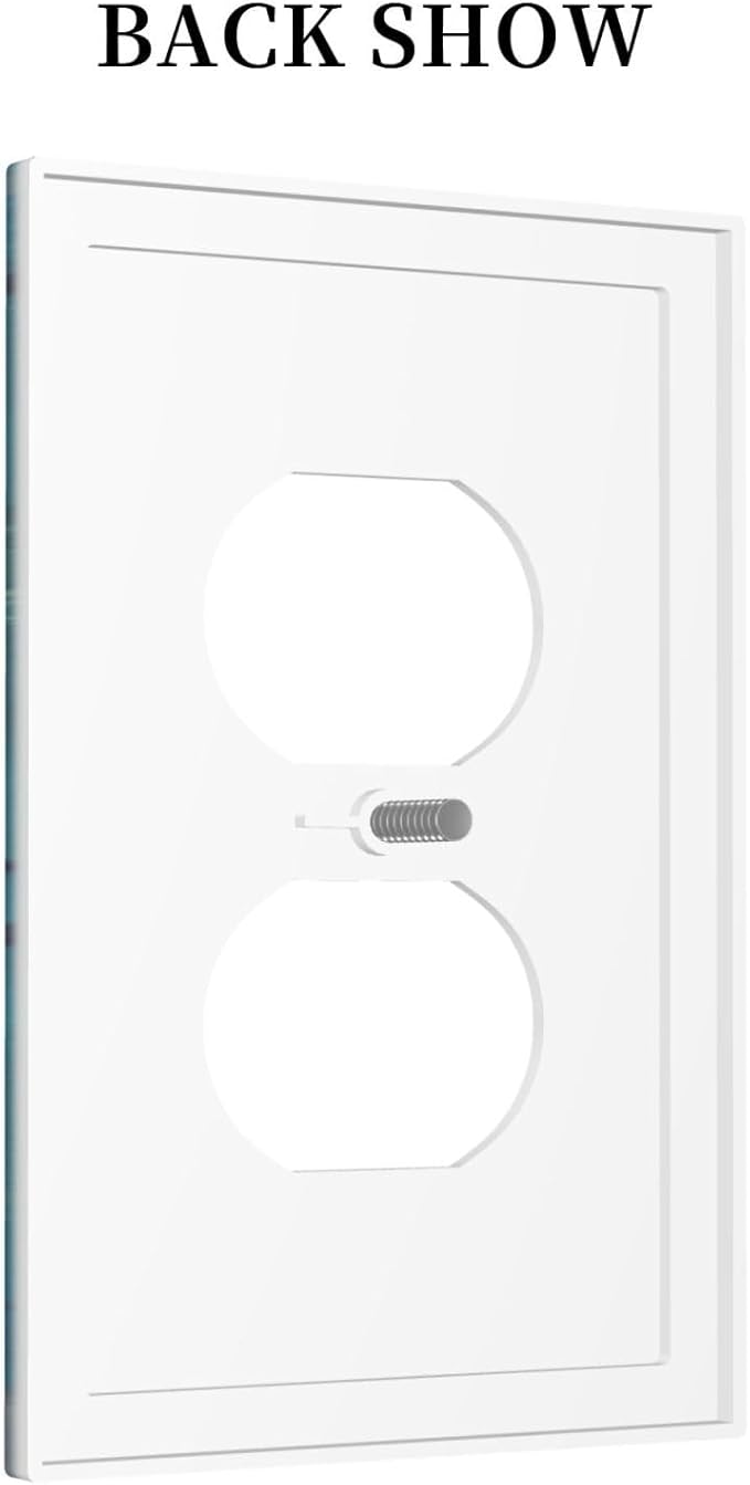 Window View Coastal Lemon Tree Mediterranean Landscape Outlet Covers 1 Gang Duplex Light Switch Cover Decorative Switch Plates Electrical Receptacle Faceplate Wall Plate for Bedroom Living Room Decor