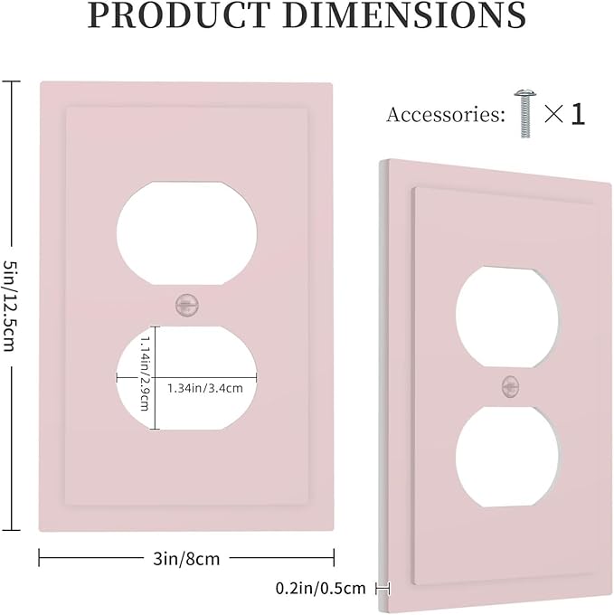 Light Pink 1 Gang Electrical Duplex Wall Plate Receptacle Outlet Covers Decorative Dual Single Device Light Switch Cover Switchplate Woman Girl Faceplate