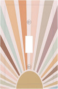 Boho Sun Rainbow Retro Aesthetic Abstract Art Sunrise Sunset Decorative Light Switch Cover 1 Gang Single Toggle Device Electrical Faceplate Switchplates Decorator Outlet Wall Plate for Kids Room Home