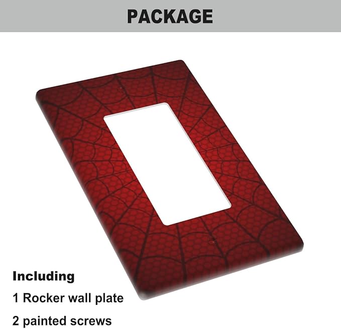 Red Spider Web Light Switch Cover, Hero Theme Cartoon 1-Gang Single Rocker Wall Plate for Man Cave & Boys Room