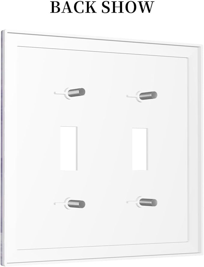 Decorative Light Switch Cover Plate Rustic Purple Daisy Butterfly Boho White Floral 2 Gang Wall Plate Cover Double Toggle Switch Plate Covers Electric Dual Device Electrical Faceplate