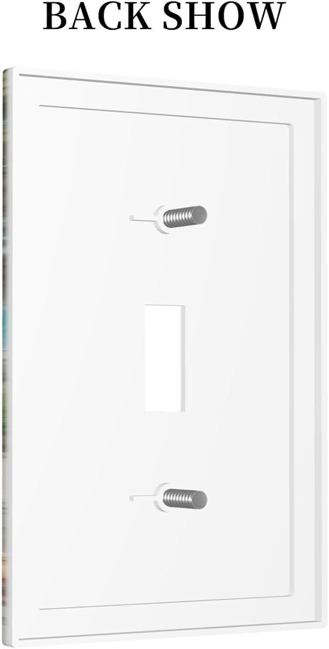 Ocean Beach Tropical Palm Tree Coastal Seaside Decorative Light Switch Cover 1 Gang Single Toggle Device Electrical Faceplate Switchplates Decorator Outlet Wall Plate for Kids Room Living Room Decor