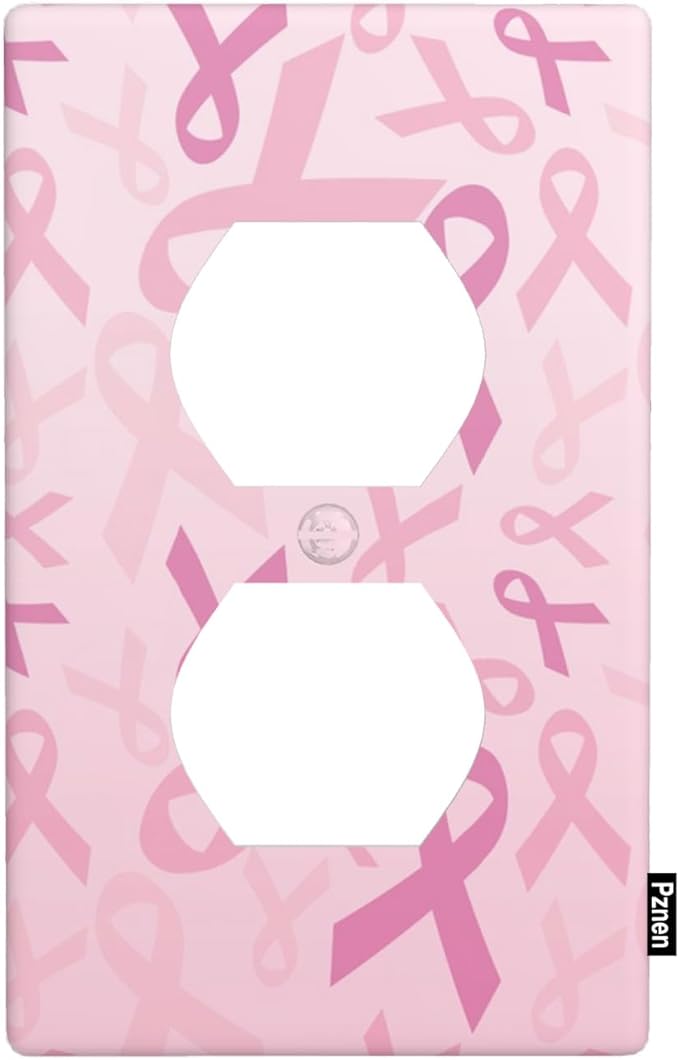 Breast Cancer Ribbon Wall Plate Cover Pink Robbin Outlet Covers 1-Gang Switch Plug Duplex Cover Home Bedroom Bathroom Kitchen