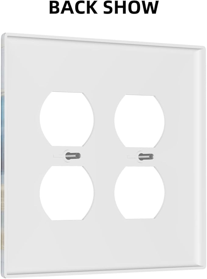 Decorative Outlet Covers Abstract Blue Granite Luxury Watercolor Marble Texture Print 2 Gang Wall Plate Cover Double Duplex Receptacle Two Switch Light Switch Cover Plate Jumbo Face Plate