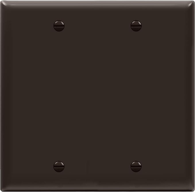 ENERLITES Double Blank Cover Wall Plate, Gloss Finish, Standard Size 2-Gang 4.50" x 4.57", Unbreakable Polycarbonate Thermoplastic, UL Listed, 8802-BR, Brown