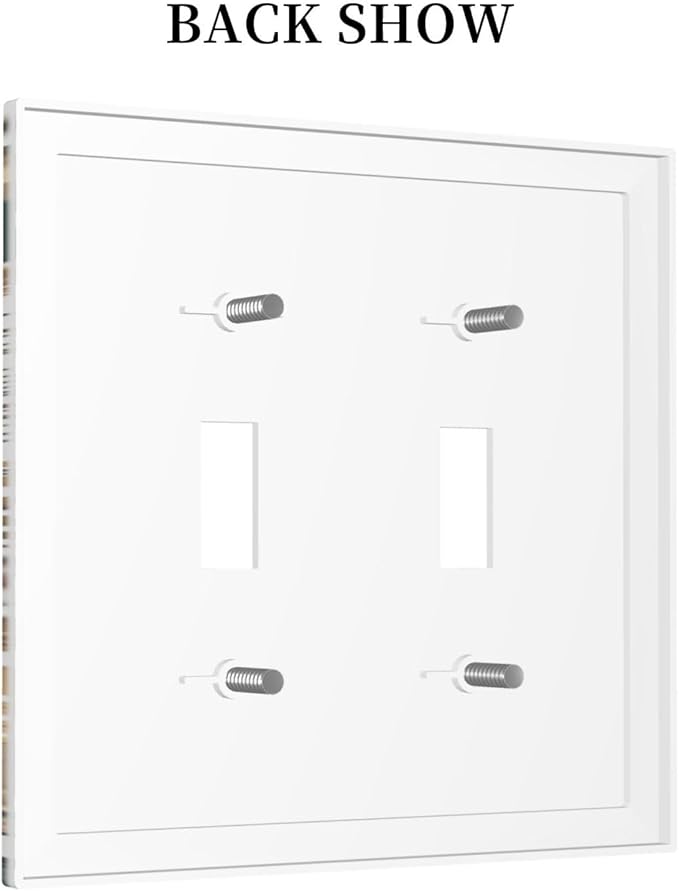 Green Tropical Leaves Gold Palm Leaf Botanical Double Toggle Light Switch Covers Decorative Unique 2 Gang Wall Plate Dual Electrical Faceplate Switchplate for Bedroom Living Room Decor