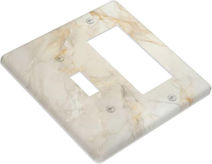 Outlet Covers Beige Gold Marble Abstraction Morden Art 2 Gang Combo Light Switch Cover Plate Toggle Rocker Wallplates Decorative Switch Plates and Outlet Covers for Kitchen Bathroom Decor