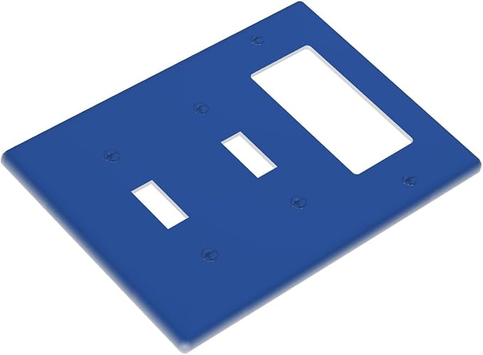 Navy Blue 3-Gang 2 Toggle 1 Rocker/GFCI Combination Light Switch Cover Decorative Solid Colored Royal Blue Triple Decorator/Toggle Combo Electrical Outlet Switch Face Plate Covers