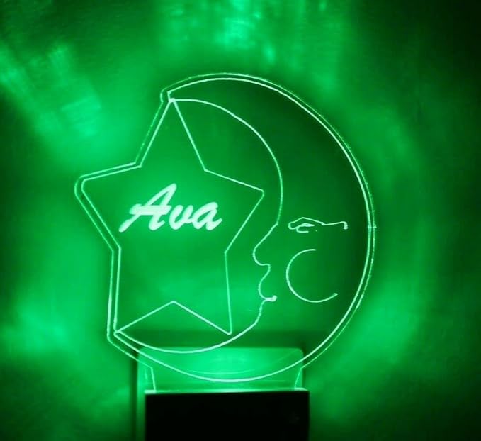 Night Light Multi Color Personalized LED Plug-in, Ultra-Slim Touch Night Light Smart Dusk to Dawn Sensor, Kids Children's Bedroom Kitchen Bathroom Hallway Play Room Variations (Moon and Star)