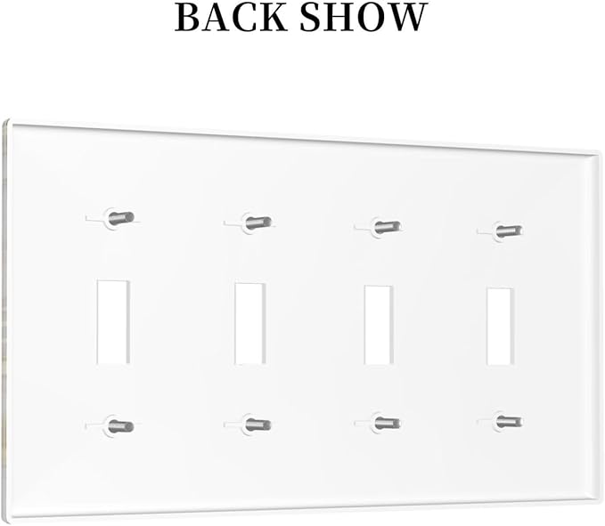 Luxurious White Gold Marble Patterns Abstract Light Switch Covers Quad Toggle Electrical Faceplate 4 Gang Wall Plate Decorative Switch Plates Cover for Bathroom Kitchen Decor