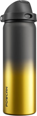 POWCAN 32 oz Insulated Water Bottle: 2-in-1 Push-Button Spout & Quick-Flip Straw Lid, Leakproof, Keep Cold 24Hrs, BPA-Free, Stainless Steel Water Bottle for Sports, School, Travel, Gym, Gift (King)