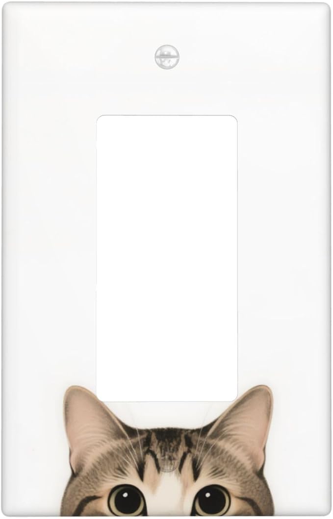 Cat Single Rocker Wall Plate Decorative 1 Gang Light Switch Covers Electrical Switchplate Home Decorate Faceplat for Bathroom Bedroom Kitchen Room 4.5 x 2.76 Inch