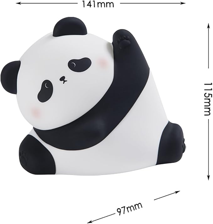 Panda Night Light for Kids, Cute LED Squishy Nursery Night Light 3 Level Dimmable Lamp, Silicone Animal Nightlight USB Charging Port Bedside Table Lamp for Toddler Baby Kids Funny Gifts Bedroom Decor