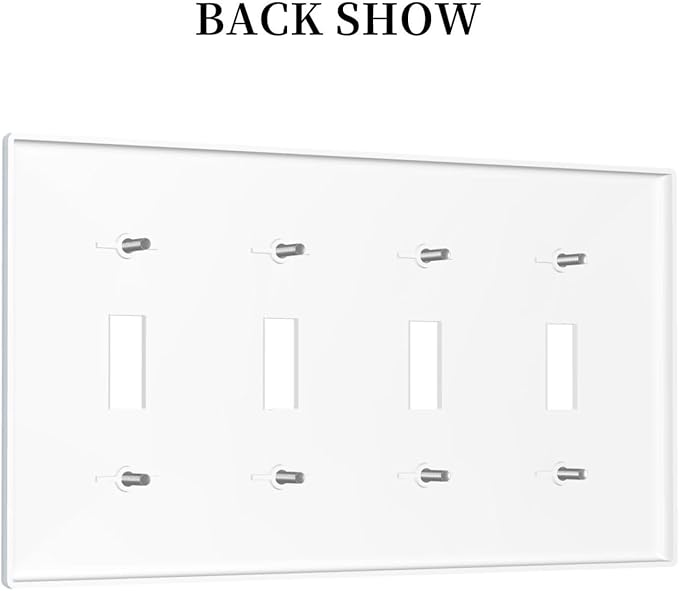 Aqua/Teal 4 Gang Quad Toggle Light Switch Cover Decorative Electric Decorative Quadruple Device Switch Face Wall Plate Screwless