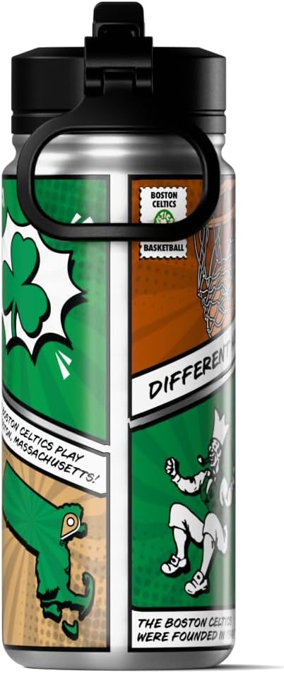 Hydrapeak x NBA Boston Celtics 20 oz Stainless Steel Water Bottle, Officially Licensed Double Wall Insulated Sports Bottle with Straw Lid, Reusable Leakproof Gift for Kids & Adults