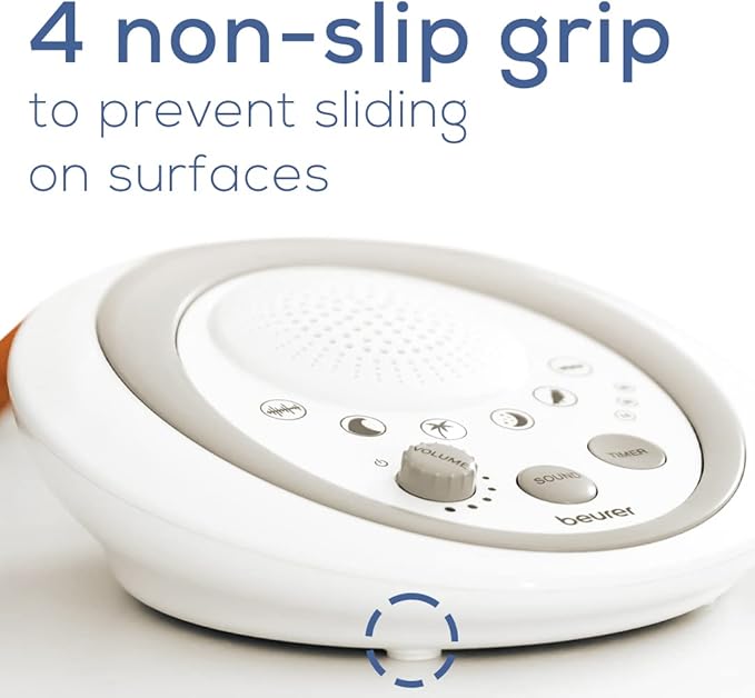 Beurer White Noise Machine, Sound Asleep for Home, Office, Baby Non-Looping Soothing for Relaxation & Portable Travel with Natural Sound Choices & Noise Cancelling, Adjustable Volume, WN50