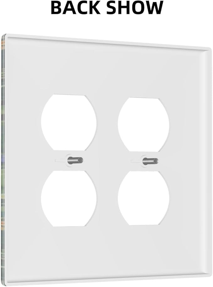 Funny Cute Animal Black Pet Cat Paw 2-Gang Device Duplex Wall Plate, Kid Boy Kitten Green Floral Daisy Flower Decorative Two Gang Double Duplex Receptacle Socket Outlet and Light Switch Cover Plate