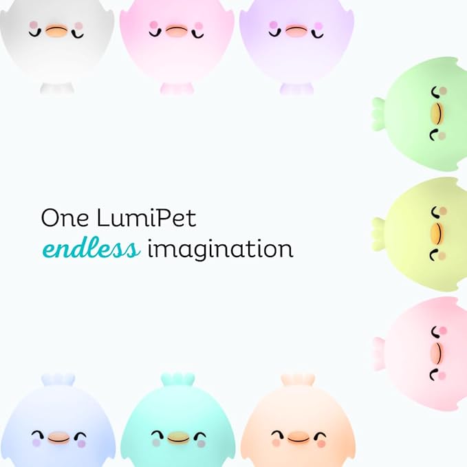 Lumipets Clara the Chick Squishy Silicone Night Light for Kids | Cute Night Light with Remote & Touch Control for Baby & Toddler Bedrooms | Color Changing Portable Animal Nightlight | Soft Mood Lamp