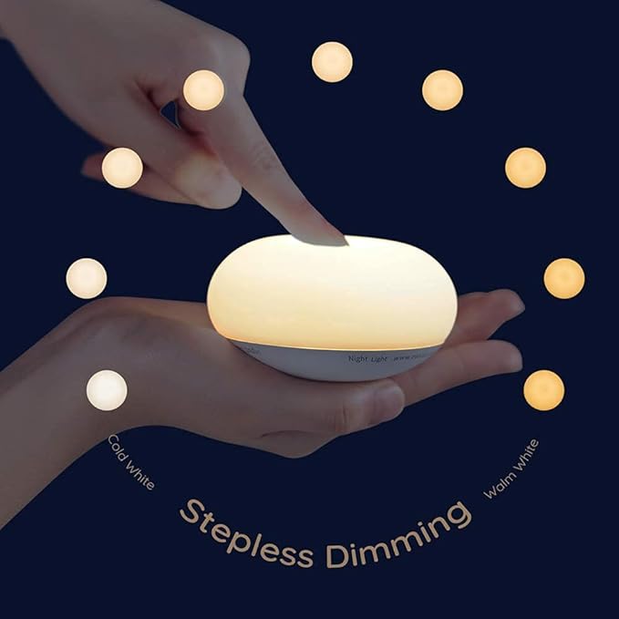 EASZZZ Baby Night Light, Nursery Night Lamp for Breastfeeding, Soft BPA Free Silicone Touch Night Lamp, Eye Caring, Easy Flip Design, Stepless Dimming, 1-Pack