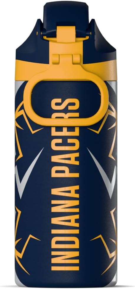 Hydrapeak x NBA Officially Licensed Indiana Pacers Oasis 20 oz Insulated Kids Water Bottle, Stainless Steel Water Bottle Kids with Chug Lid, Push Button