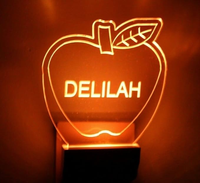 MIRROR MANIA Night Light Multi Color Personalized LED Plug-in, Ultra-Slim Touch Night Light Smart Dusk to Dawn Sensor, Kids Children's Bedroom Kitchen Bathroom Hallway Play Room Variations (Apple)