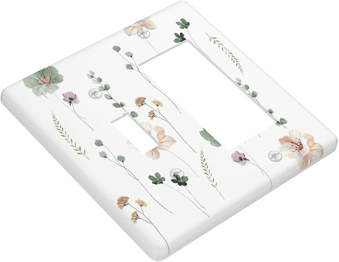 Outlet Covers Watercolor Floral Botanical Flowers 1 Toggle 1 Rocker Combination Decorative Wall Plate Electrical Switch Plates Light Switch Cover Plate For Living Room Bed Room Decor