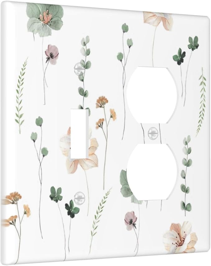 Wallplates Watercolor Floral Botanical Flowers 1 Toggle 1 Duplex Switch Plate Electrical Gfci Faceplate Decorative Light Switch Covers For Living Room Bed Room Decor