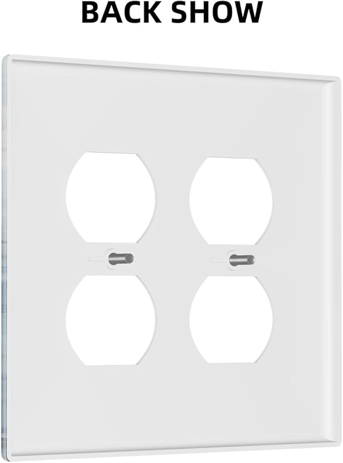 Blue Marble Abstract Ombre Chic Luxury Print Outlet Covers 2 Gang Double Duplex Decorative Light Switch Covers Electrical Wallplates Socket Faceplate for Bathroom Living Room Decor