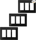 Matte Black 3-Gang Screwless Decorative Wall Plates, Wall Plate Child Safe Outlet Cover, Unbreakable Polycarbonate Thermoplastic for Leviton 80311-SE, Screw Smooth Face Switch Plates, 3-Pack