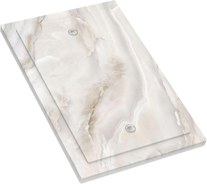 Abstract Luxury White Marble Texture Light Switch Cover Plate 1 Gang No Device Blank Electrical Wall Plates Faceplate Decorative Switch Plate Covers for Bathroom Kitchen Living Room Decor